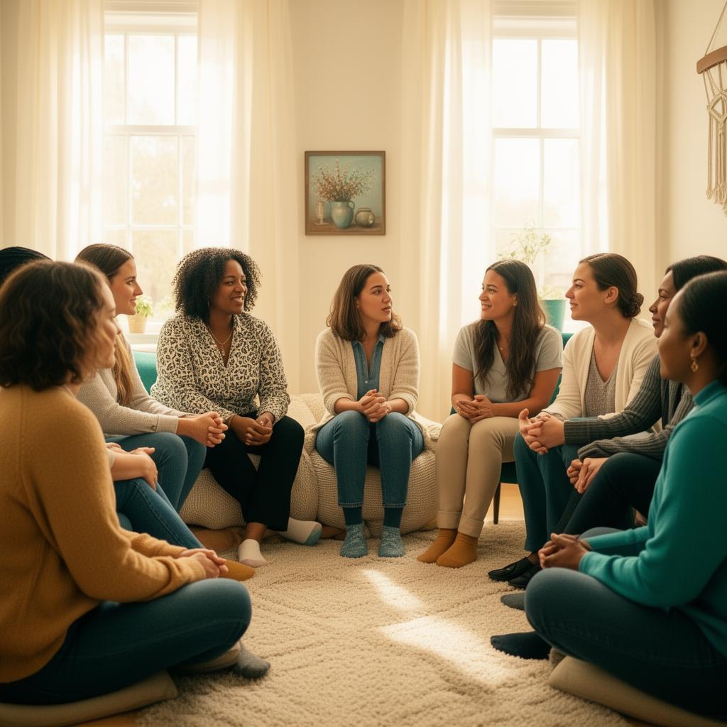 Single moms supporting each other in a coaching circle